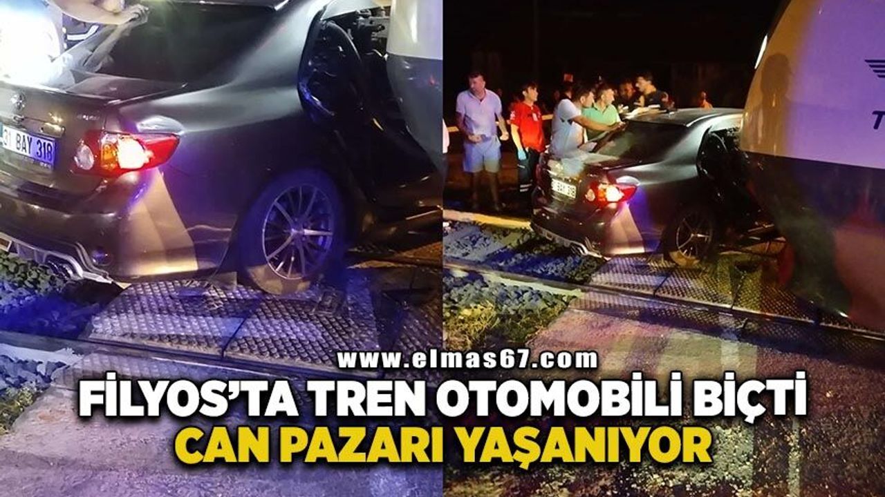 Filyos'ta tren otomobile çarptı: Can pazarı yaşanıyor