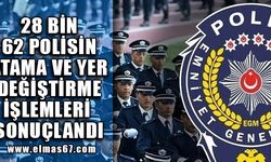28 BİN 62 POLİSİN ATAMA VE YER DEĞİŞTİRME İŞLEMLERİ SONUÇLANDI