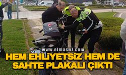 Hem ehliyetsiz hem de sahte plakalı çıktı