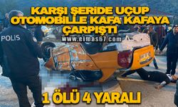 Karşı şeride uçup otomobille kafa kaya çarpıştı: 1 ölü, 4 yaralı