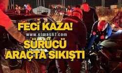 Feci kaza! Sürücü araçta sıkıştı!