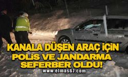 Kanala düşen araç için polis ve jandarma seferber oldu