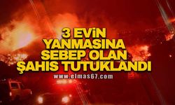 3 evin yanmasına sebep olan şahıs tutuklandı