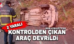 Kontrolden çıkan araç devrildi; 2 yaralı