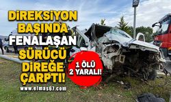 Direksiyon başında fenalaşan sürücü direğe çarptı