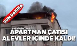 Apartman çatısı alevler içinde kaldı!