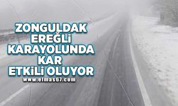 Zonguldak-Ereğli karayolunda kar etkili oluyor