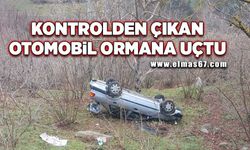 Kontrolden çıkan otomobil ormana uçtu