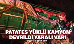 Patates yüklü kamyon devrildi yaralı var!