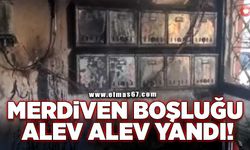 Merdiven boşluğu alev alev yandı.. İşte o anlar!