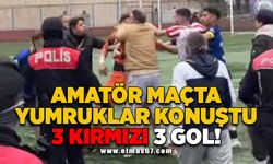 Amatör maçta yumruklar konuştu: 3 kırmızı, 3 gol