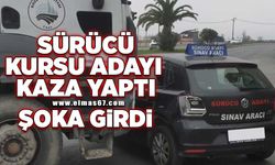 Sürücü kursu adayı kaza yaptı! Şoka girdi