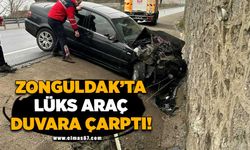 Zonguldak’ta lüks araç duvara çarptı!