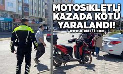 Motosikletli kazada kötü yaralandı