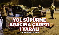 Yol süpürme aracına çarptı: 1 yaralı