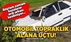 Otomobil topraklık alana uçtu