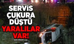 Servis çukura düştü yaralılar var