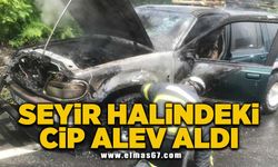 Seyir halindeki cip alev aldı