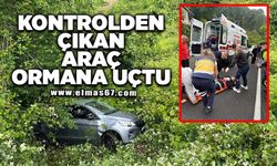 Kontrolden çıkan araç ormana uçtu