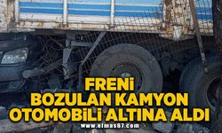 Fren sistemi bozulan kamyon otomobili altına altı