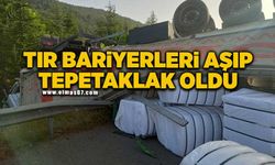 Tır bariyerleri aşarak tepetaklak oldu: 1 yaralı