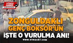 Zonguldaklı genç boksörün işte o vurulma anı