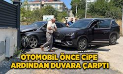 Otomobil önce cipe, ardından duvara çarptı