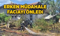 Kuru otlar yandı, erken müdahale faciayı önledi