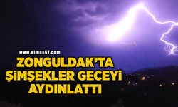 Zonguldak'ta şimşekler geceyi aydınlattı