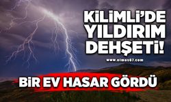 Kilimli'de yıldırım dehşeti; bir ev hasar gördü