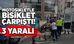 Motosikletle bisiklet çarpıştı: 3 yaralı