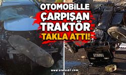 Otomobil ile çarpışan traktör takla attı: 4 yaralı