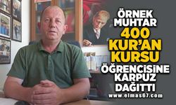 Örnek muhtar 400 Kur’an kursu öğrencisine karpuz dağıttı