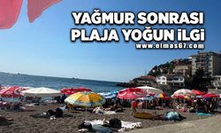 Yağmur sonrası plaja yoğun ilgi