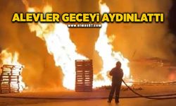 Fabrika yangınında alevler geceyi aydınlattı