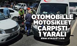 Otomobille motosiklet çarpıştı; 1 yaralı