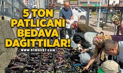 5 Ton patlıcanı bedava dağıttılar!