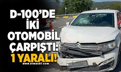 D-100'de iki otomobil çarpıştı: 1 Yaralı