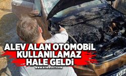 Alev alan otomobil kullanılamaz hale geldi