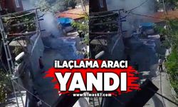 İlaçlama aracı yandı