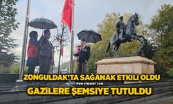 Zonguldak’ta sağanak etkili oldu; gazilere şemsiye tutuldu