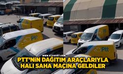 PTT'nin dağıtım araçlarıyla halı saha maçına geldiler