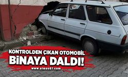 Kontrolden çıkan otomobil binaya daldı: 1 yaralı