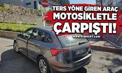 Ters yöne giren araç, motosikletle çarpıştı