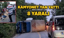 Kontrolden çıkan kamyonet yan yattı: 8 yaralı