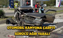 Otomobil, kamyona çarptı; sürücü ağır yaralı