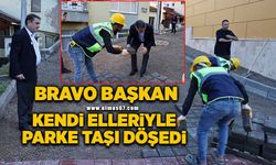 Tahsin Erdem kendi elleriyle parke taşı döşedi