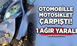 Otomobil ile motosiklet çarpıştı: 1 ağır yaralı