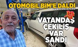 Otomobil BİM'e daldı, vatandaş çekiliş var sandı