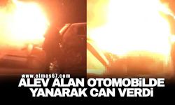 Alev alan otomobilde yanarak can verdi